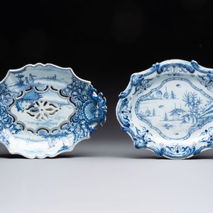 A blue and white Dutch Delft strainer and stand, 18th C. — foto 2
