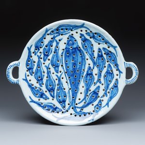 A large blue and white Dutch Delft fish strainer — 照片 1