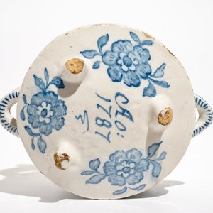 A blue and white Dutch Delft style Frisian warmer or chafing dish, dated 1783 — photo 7