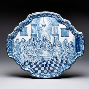 A blue and white Dutch Delft 'The Last Supper' plaque, 18th C. — photo 1