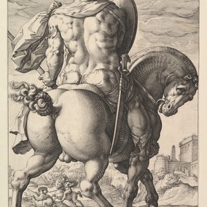 A blue and white Dutch Delft 'Titus Manlius' dish, after an engraving by Hendrick Goltzius, late 17th C. — 照片 3