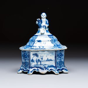 A blue and white Dutch Delft tobacco box and cover, 18th C. — foto 2