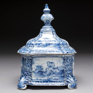 A blue and white Dutch Delft tobacco box and cover, dated 1768 — 照片 5