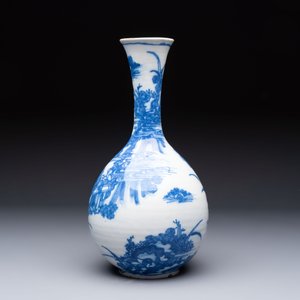 A blue and white Dutch Delft Transitional style chinoiserie bottle vase, late 17th C. — 照片 4
