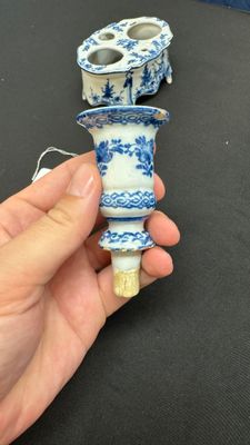 A blue and white Dutch Delft writing set with candlestick — photo 1