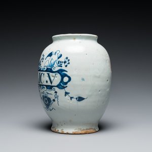 A blue and white English Delftware drug jar, probably London, 18th C. — photo 5