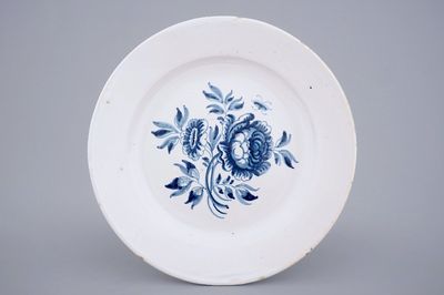 A blue and white floral dish, Harlingen, Friesland, 18th C.
