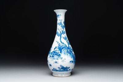 A blue and white French faience pear-shaped chinoiserie vase, Nevers, late 17th C.