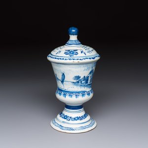 A blue and white inscribed Dutch Delft children's money bank, dated 1786 — photo 1