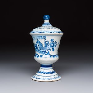 A blue and white inscribed Dutch Delft children's money bank, dated 1786 — photo 3