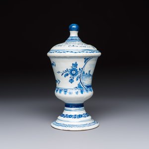 A blue and white inscribed Dutch Delft children's money bank, dated 1786 — photo 5