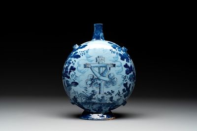 A blue and white Italian maiolica pilgrim flask, Savona, ca. 1700