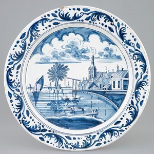 A blue and white landscape dish, Harlingen, Friesland, 18th C. — 照片 1