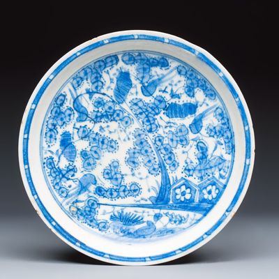A blue and white Safavid plate, Persia, 17th C.