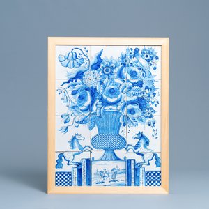 A blue and white tile mural with a flower vase, Makkum, Friesland, 18/19th C. — photo 1