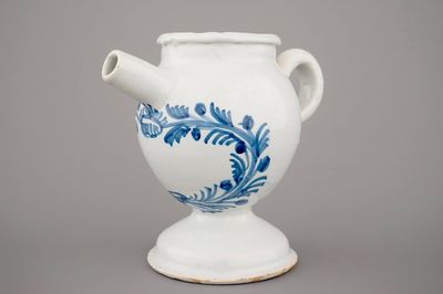 A blue and white wet drug jar, French faience, Nevers, 18th C.