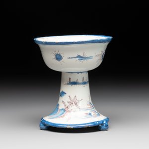 A blue, white and manganese chinoiserie salt, probably Nevers, dated 1732 — photo 2