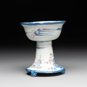 A blue, white and manganese chinoiserie salt, probably Nevers, dated 1732 — photo 3
