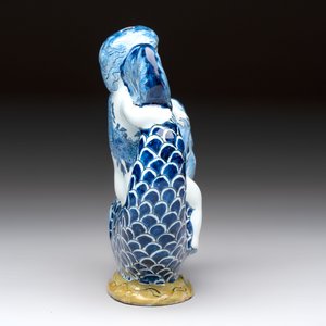 A blue, white and yellow Dutch Delft ewer in the shape of a putto on a dolphin, 18th C. — 照片 5