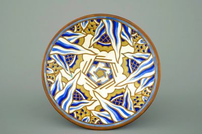 A Boch Keramis matte glaze bowl on stand by Charles Catteau, ca. 1930