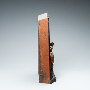A boxwood relief panel depicting 'Cheaters playing cards' in an ebony and oak frame, monogrammed DLC, 19th C. — photo 5