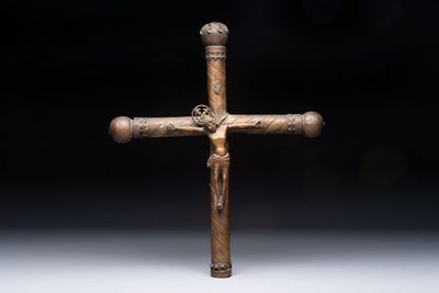 A brass processional cross with corpus Christi, Spain or France, 15th C.