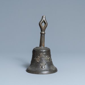 A bronze bell with applied fleur-de-lis and an IHS medallion, France, 16th C. — photo 1