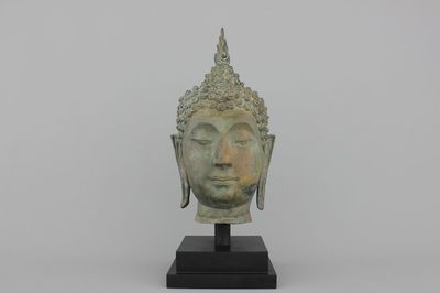A bronze buddha head, Thailand, 20th C.