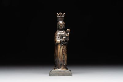 A bronze 'crowned Madonna with child' lustre ornament, Flanders, 16th C.
