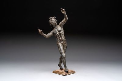 A bronze 'Grand Tour' figure of 'The Dancing Faun of Pompeii', Italy, 19th C.