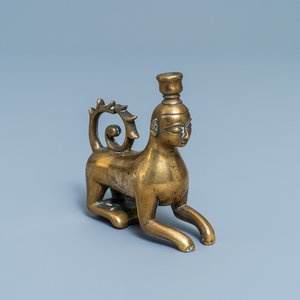 A bronze luster ornament in the shape of a lion with a man's head, Nuremberg, Germany, 14th C. — photo 1