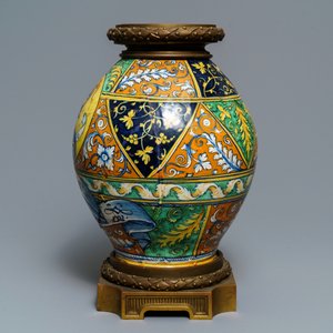 A bronze-mounted Italian maiolica pharmacy jar with a fine portrait, Faenza, 16th C. — 照片 2