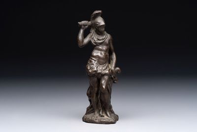 A bronze sculpture of a classical hero, probably Theseus, Italy, 16/17th C.