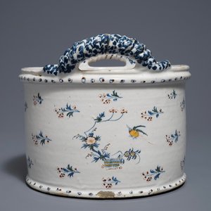 A Brussels faience 'La haie fleurie' rope twist handles basin or cooler, 18th C. — 照片 2