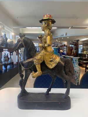 A Burmese gilt-lacquered Nat horse rider, 19/20th C. — photo 1