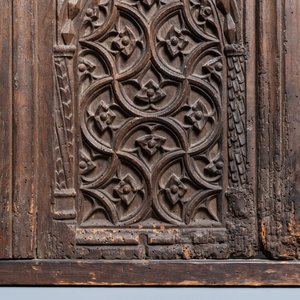 A carved oak front panel of a coffer with tracery panels, 15th C. — 照片 6