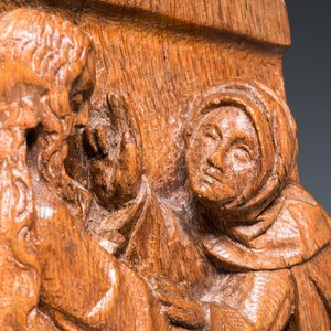A carved oak retable fragment depicting 'The Annunciation', North-Brabant, 15th C. — photo 8