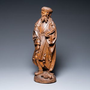 A carved oak Saint Roch, Workshop of the Master of Osnabrück, Westphalia, Germany, 1st quarter 16th C. — 照片 1