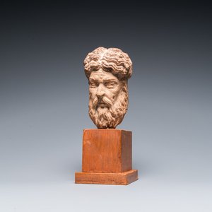 A carved stone head of a bearded man, 15/16th C. — 照片 1