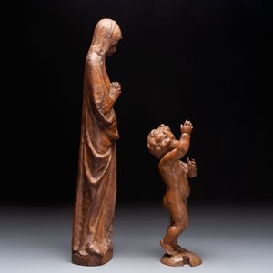 A carved wooden figure of the Virgin Mary and an oak figure of the Christ Child, France and Low Countries, 19th C. — 照片 6