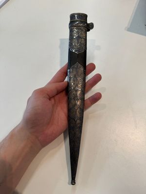 A Caucasian walrus bone-hilted kindjal with niello silver mounts, 19th C. — 照片 15