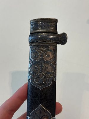 A Caucasian walrus bone-hilted kindjal with niello silver mounts, 19th C. — 照片 19