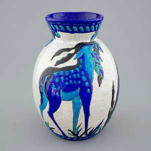 A Charles Catteau crackle glazed vase with deers for Boch Kéramis, 1st half 20th C. — photo 1