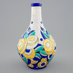 A Charles Catteau crackle glazed vase with floral decoration for Boch Kéramis, 1st half 20th C. — 照片 3