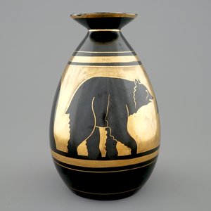 A Charles Catteau gilt on black vase with bears for Boch Kéramis, 1st half 20th C. — 照片 4