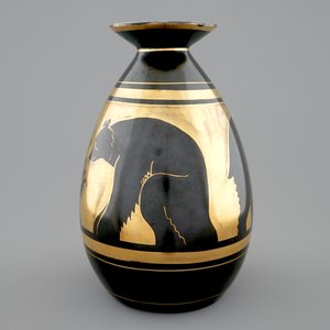 A Charles Catteau gilt on black vase with bears for Boch Kéramis, 1st half 20th C. — 照片 5