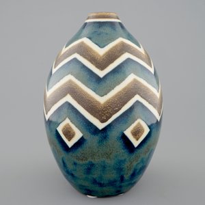 A Charles Catteau stoneware grès vase with tree color design, Boch Kéramis, 1st half 20th C. — 照片 2