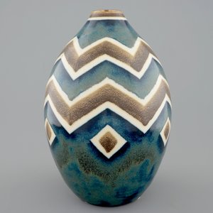 A Charles Catteau stoneware grès vase with tree color design, Boch Kéramis, 1st half 20th C. — 照片 3