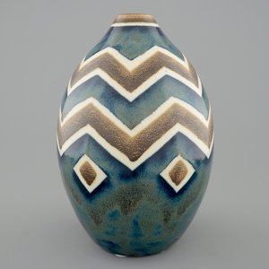 A Charles Catteau stoneware grès vase with tree color design, Boch Kéramis, 1st half 20th C. — 照片 4