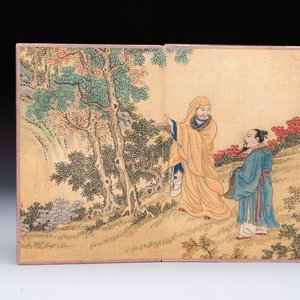 A Chinese album: 'Yuci Jingxinzhai Renwuce 御賜靜心齋人物冊', ink and colour on silk, Qianlong seal mark and of the period — 照片 3